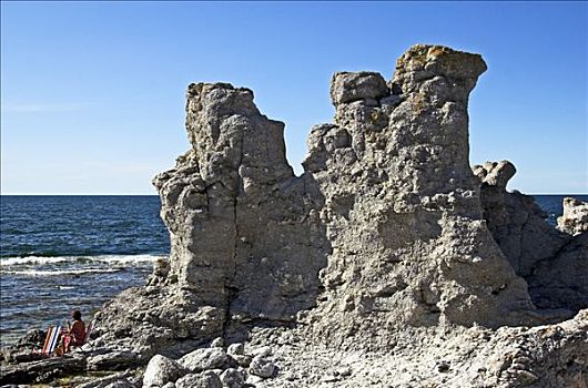 石灰石,形状,岛屿,哥特兰岛,瑞典