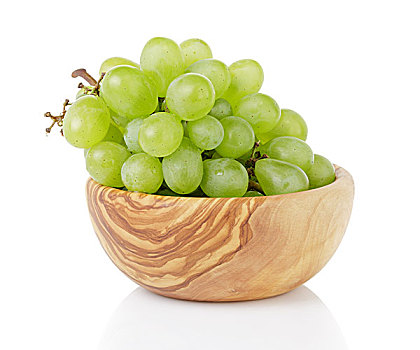 成熟,绿葡萄,木头,碗,隔绝,白色背景,背景