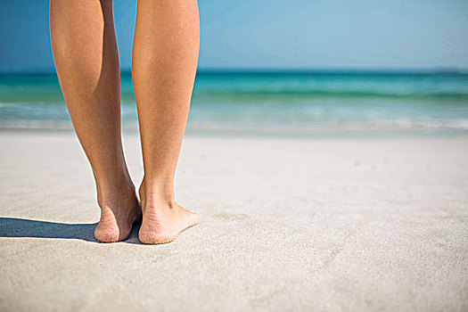 脚,女人,海滩,晴天