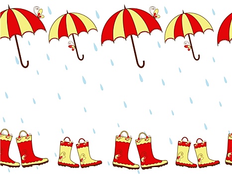 插画,可爱,雨鞋,伞,无缝,图案