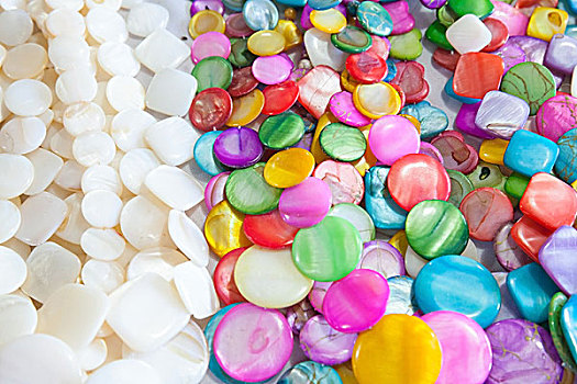 珠子,圆,彩色,石头,卧,台案,纪念品店,海滩,多米尼加共和国