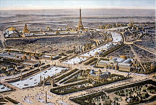 鸟瞰,巴黎,19世纪,艺术家,未知