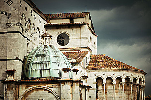 大教堂,特写,中世纪,城镇,卢卡,意大利