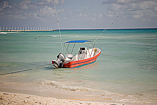 小,渔船,停泊,海滩