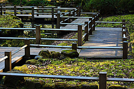 平台,栏杆,波特兰,日式庭园,俄勒冈,美国