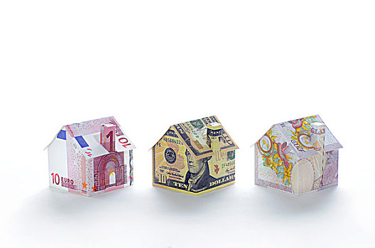 模型,房子,折叠,不同,货币