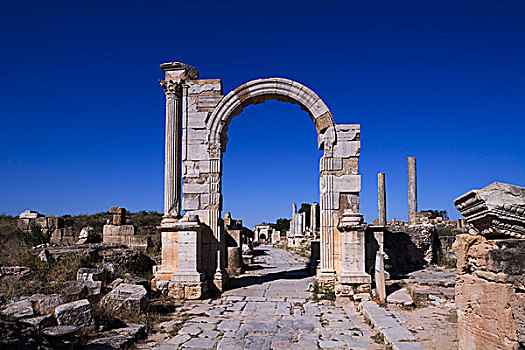 遗址,拱形,莱普蒂斯马格纳,利比亚