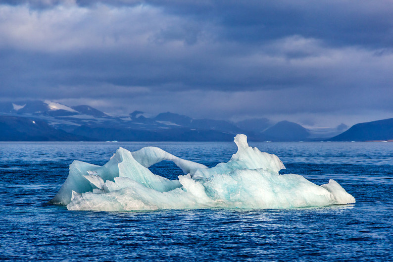 on northern island of archipelago novaya zemlya at arctic ocean