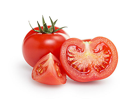 新鲜,西红柿,一个,一半,隔绝,白色背景