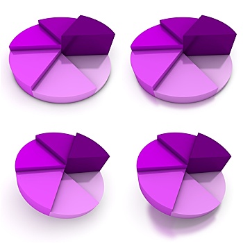 饼形图,四个,紫色