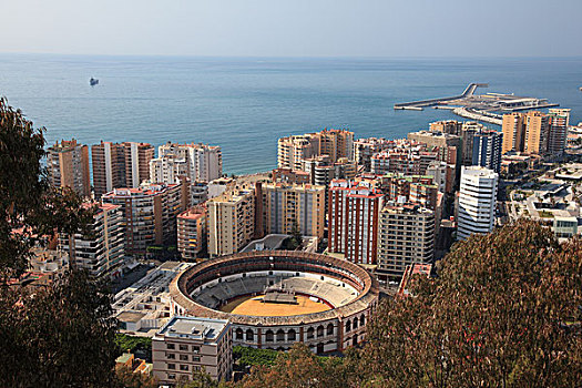 风景,俯视,城市,马拉加,安达卢西亚,西班牙
