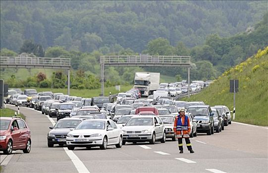 塞车,隧道,意外,巴登符腾堡,德国,欧洲