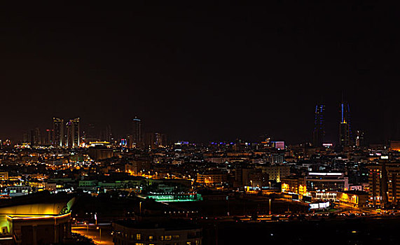 夜景,麦纳麦,首都,巴林,中东