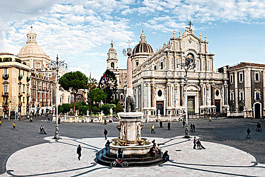 俯视,中央教堂,广场,西西里,意大利