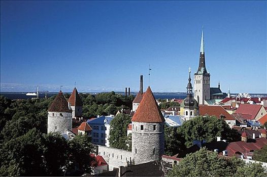 墙壁,塔,教堂,建筑,旧城,塔林,爱沙尼亚,欧洲,世界遗产,波罗的海国家,欧盟新成员