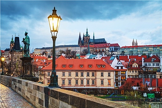俯视,老,布拉格,捷克共和国