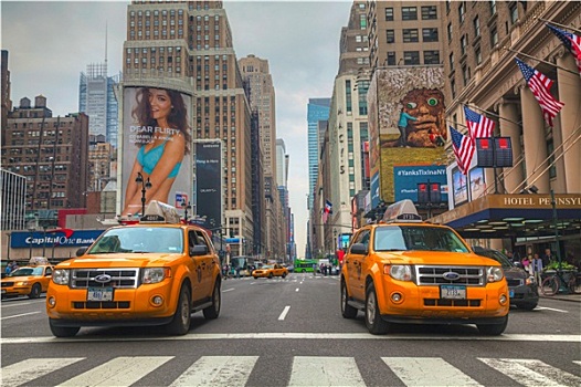 黄色,出租车,纽约,街道