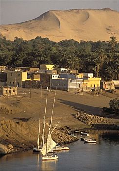 埃及,乡村,象岛,小船,尼罗河