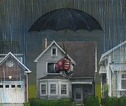 房子,遮盖,保险,伞