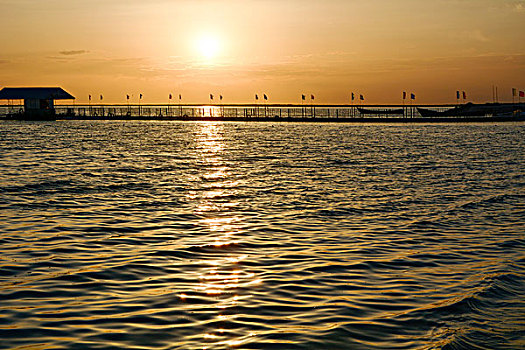 沙滩夕阳美景