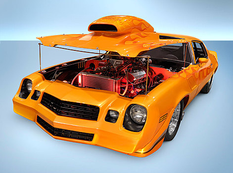 风情,橙色,大马力跑车,暴露,引擎