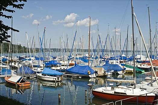 帆船,施塔恩贝格湖,巴伐利亚,德国