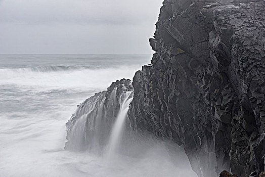 悬崖,风暴,冰岛,欧洲