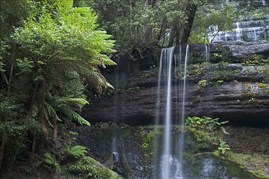 瀑布,山,地点,国家公园,塔斯马尼亚,澳大利亚