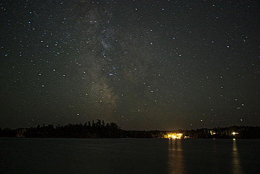星星,天空,上方,湖,木头,安大略省,加拿大