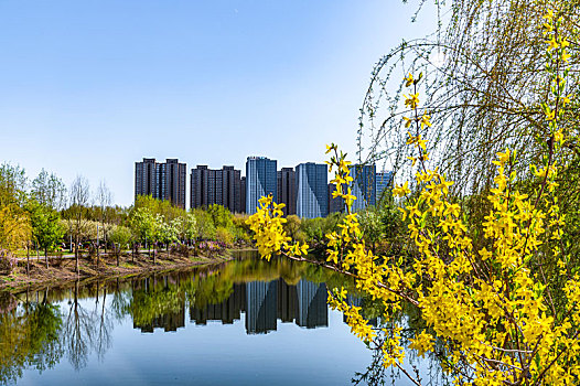 初春的中国长春城区景观
