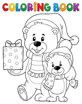 上色画册,圣诞节,熊