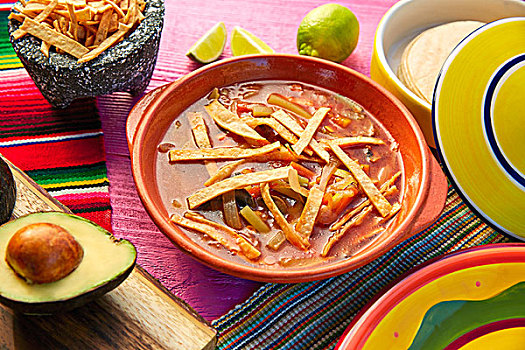 墨西哥,玉米饼,汤,鳄梨,彩色,食物
