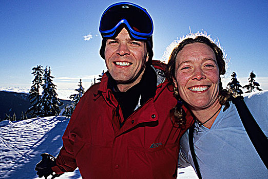 微笑,山,下降,滑雪,西部,温哥华,不列颠哥伦比亚省,加拿大