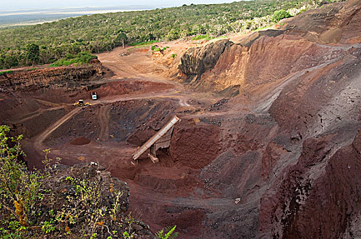 红色,砾石,矿,建筑,道路,高地,圣克鲁斯岛,加拉帕戈斯群岛,厄瓜多尔