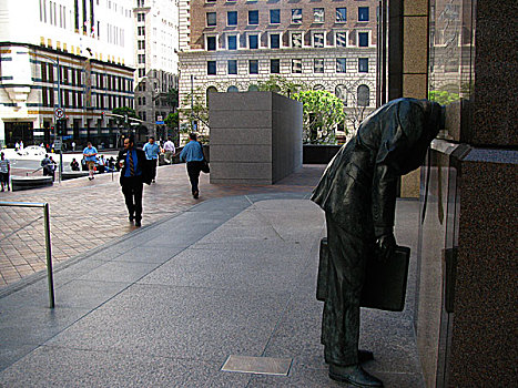 雕塑,商务,男人,头部,墙壁,金融区,洛杉矶市区