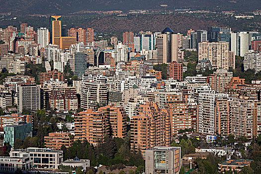 智利,圣地亚哥,俯视图,建筑,圣克里斯托瓦尔,山