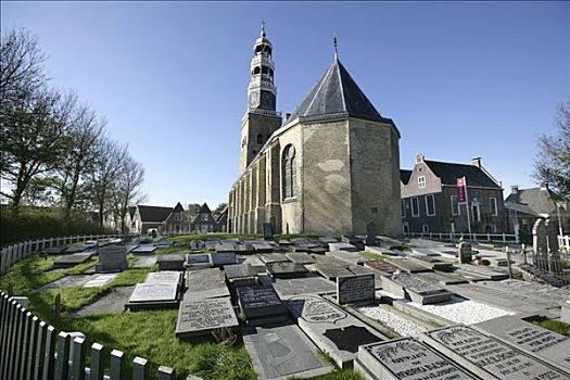 教堂,墓地,弗里斯兰省,荷兰,欧洲