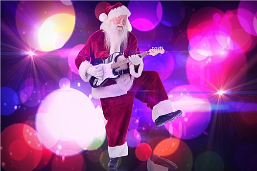 合成效果,图像,圣诞老人,有趣,吉他