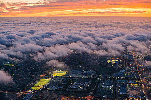 航拍,云,俯视,洛杉矶,加利福尼亚,美国