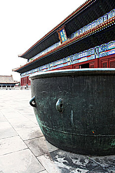 中国,北京,太庙,城墙,全景,牌匾,青铜,水缸
