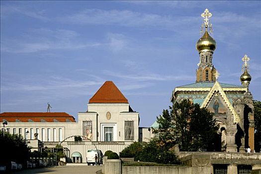展厅,俄罗斯,小教堂,达姆施塔特,黑森州,德国,欧洲