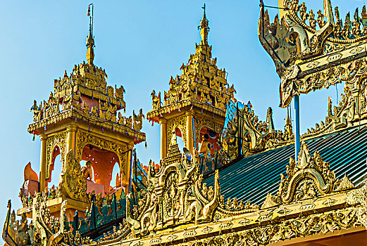 金色,屋顶,佛教寺庙,大金塔,仰光,缅甸,亚洲