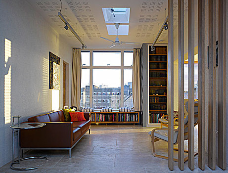 皮沙发,现代,起居室,南华克,阁楼,伦敦