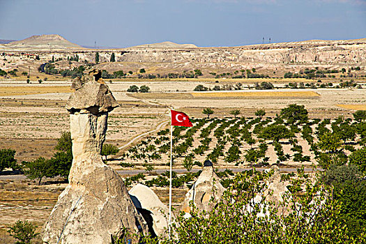 土耳其,卡帕多西亚,旗帜,飞跃,石榴,果园,历史,区域,中安那托利亚,开塞利