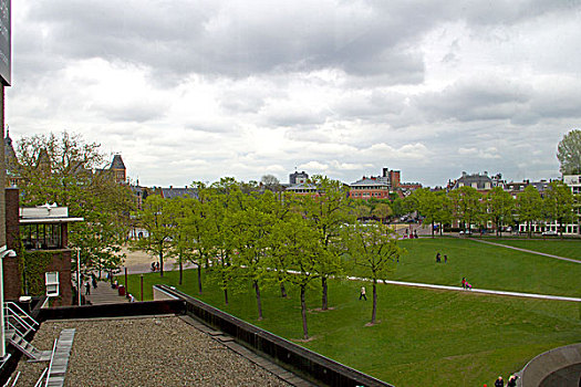 荷兰首都阿姆斯特丹俯视博物馆广场