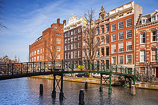 彩色,生活方式,房子,运河,海岸,阿姆斯特丹,荷兰