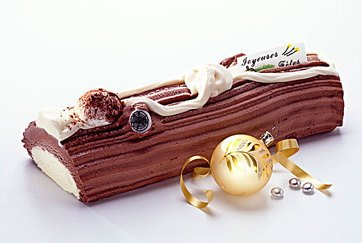 圣诞节,巧克力冰淇淋,原木,蛋糕