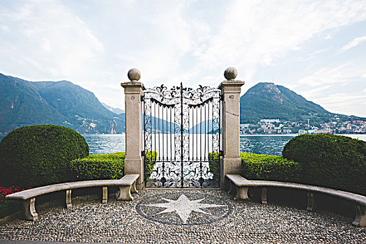 正规花园,入口,湖,卢加诺,瑞士