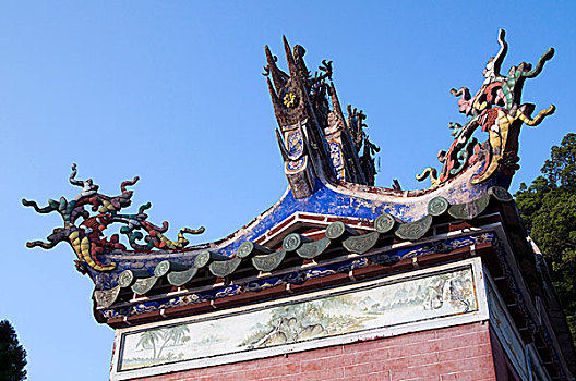 屋顶,庙宇,乡村,福建,中国,五月,2009年