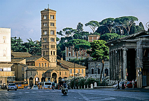 钟楼,大教堂,广场,罗马,拉齐奥,意大利,欧洲